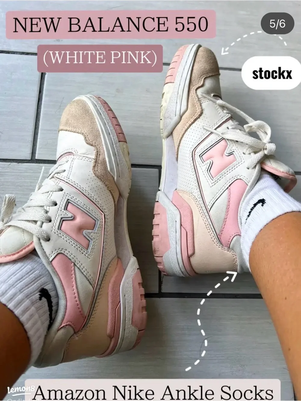 New Balance 550 Women's Cream and Pink Athletic Sneakers